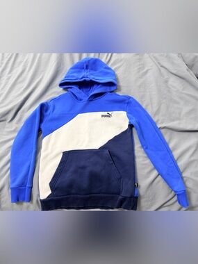 Puma Kid's Royal Blue Navy and White Colorblock Hoodie